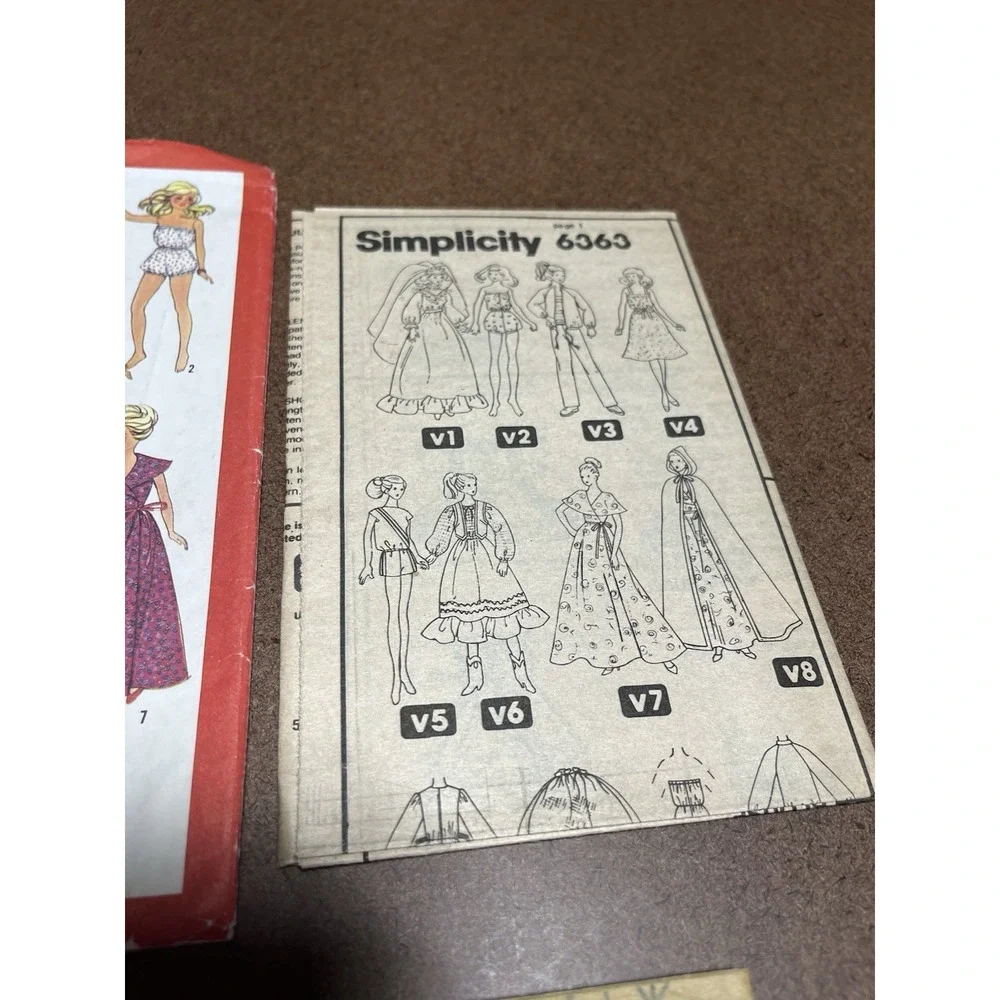 Simplicity 6363 Pattern Doll Clothes Size 11.5 And 12.5 Inch Dolls Like Barbie